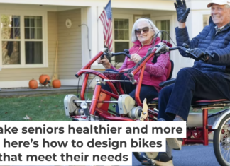 Residents at RiverWoods-Exeter, a senior living complex in New Hampshire, on a two-seat three-wheeled cycle. RiverWoods-Exeter, CC BY-ND